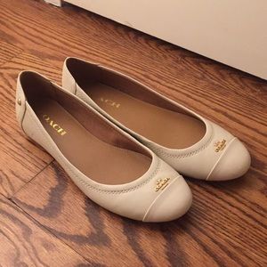 Coach soft blush leather flats with gold details